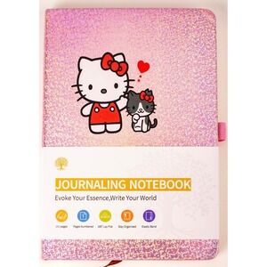 Sanrio Hello Kitty A5 Glitter Journal Hardback Pink Sparkle Notebook w/ Elastic